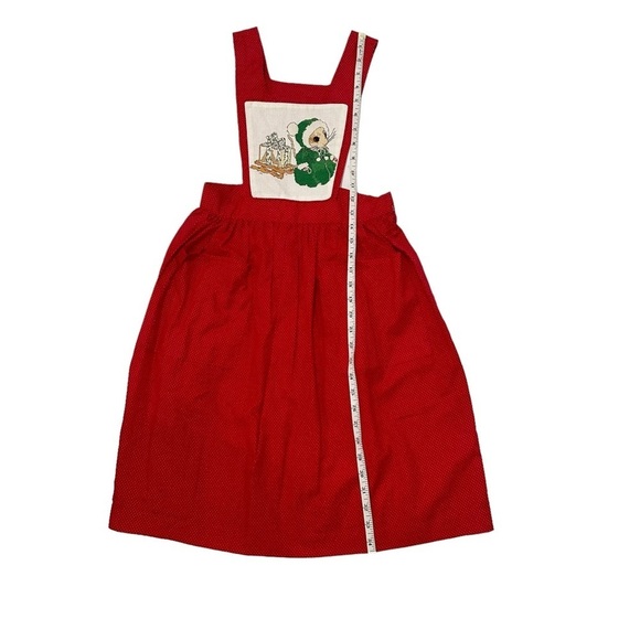 Prairie Apron Jumper Daisy Kingdom Inspired Embroider Christmas Mouse Pinafore - Picture 5 of 5